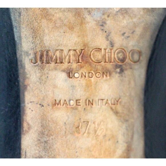 Jimmy Choo BLACK REAL LEATHER MID HEEL ROUND TOE ZIP BACKSIDE ANKLE BOOTS 37.5 - Picture 12 of 16